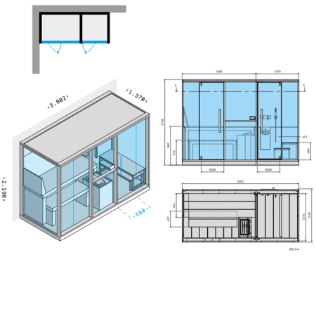 Effegibi Mid Сауна с хаммам и душем, угловая SX, 300x137xh220см, отделка: Soft Sand, артикул LO 70 01 0002