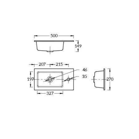 Раковина LATO встраиваемая сверху 50, белая глянцевая, артикул LA.wb.50