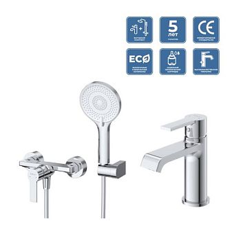 AURORA Комплект смесителей для ванной - смеситель для душа и смеситель для раковины