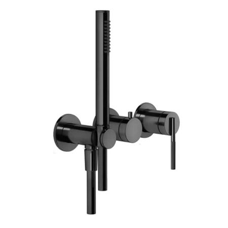 GESSI INGRANAGGIO Смеситель встраиваемый, однорычажный, с переключат, держатель с подводом воды, ручн душ, шланг 1500 мм, цвет Black Metal PVD, артикул 63545#706