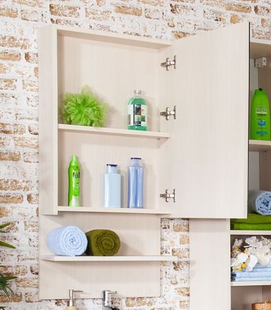 Зеркальный шкаф Бриклаер Карибы 50 Светлая лиственница, артикул 4627125411199