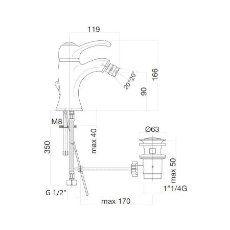 Смеситель для биде Webert Aurora AU840102017, хром/золото