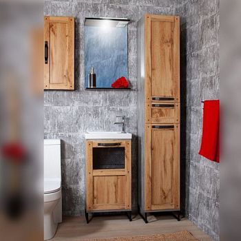 Комплект мебели для ванной Бриклаер ЛОФТ 45L, метрополитен грей