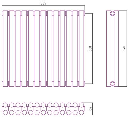 Отопительный радиатор ЭСТЕТ-11 н/ж 500х585 / 13 сек (Состаренная БРОНЗА), артикул 05-0302-5013