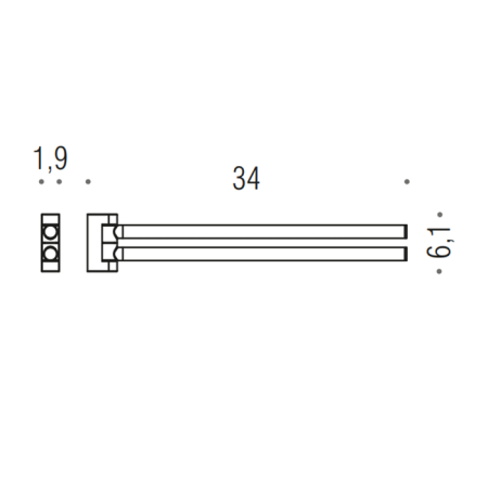 Colombo Mini Двойной держатель полотенца 34*6,1cм , цвет:  черный матовый, артикул B4012.NM