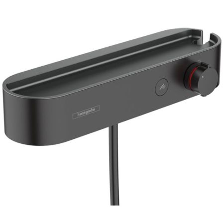 Смеситель для душа, Hansgrohe, ShowerTablet Select, тип открывания воды-вентильный, тип регулирования воды-термостатический картридж, монтаж-настенный,  с кнопкой ручной душ, держатель ручного душа встроенный в полку, материал рукояток-пластик, полка из п, артикул 24360670