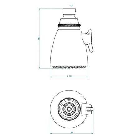THG MOSSI CRISTAL CLAIR Верхний душ Ø70 мм., с регулировкой напора, цвет хром, артикул A2N-A02-288L