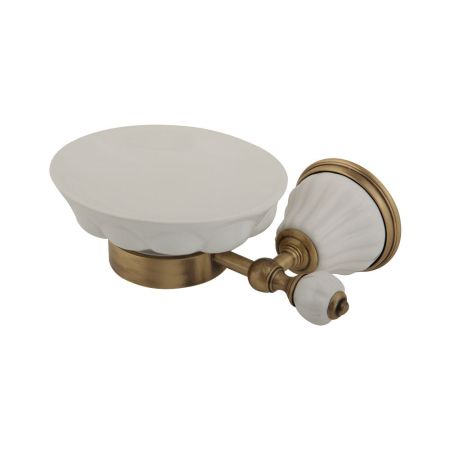 OLIVIA Mыльница настенная, керамика белая, бронза, артикул 17415