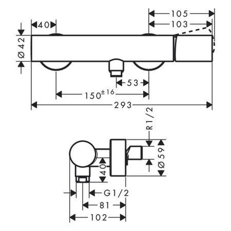 AX Uno Смеситель для душа, однорычажный, настенный, цвет: хром, артикул 45600000