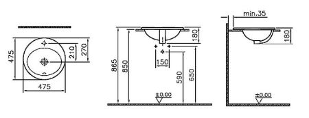 Раковина накладная S20, 47,5 см, артикул 5467B003-0001