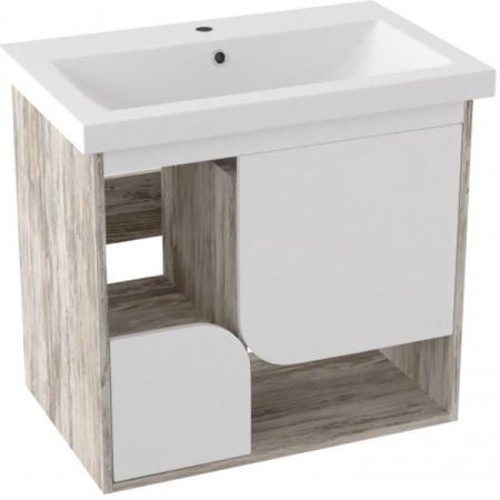 Тумба под раковину Runo Сити 70 4620750028787 подвесная Скандинавский Дуб Белая