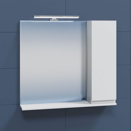 Зеркальный шкаф Санта Марс 80 см, 700284, с подсветкой, белый