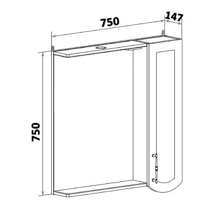 Зеркало со шкафом Runo Неаполь 75 R 4620750029029 с подсветкой Белое