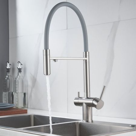 Смеситель для кухни с подключением фильтра Shevanik S178L, сатин