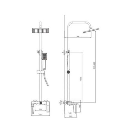 Душевая система Haiba HB24817-7, черный, артикул HB24817-7