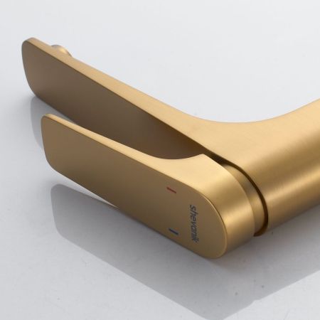 Смеситель для раковины высокий Shevanik S4211G, золотой сатин, артикул S4211G