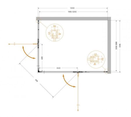 LINER-AH-2-120/90-C-Cr-L Душевой уголок, артикул LINER-AH-2-120/90-C-Cr-L