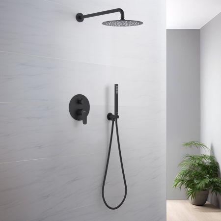 Set 3 в 1 душевой комплект AQUATEK, матовый черный AQ1172MB БЕТТА, артикул AQ1172MB