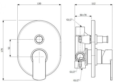Встраиваемый смеситель для душа CEZARES GLAM-VDIM, артикул GLAM-VDIM-NOP