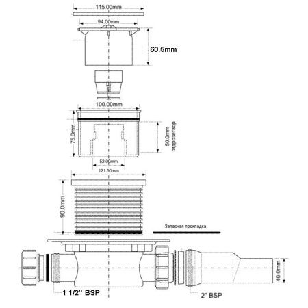 Душевая перегородка Ambassador Walk-in 15031106-MA1, свободный вход, точечный трап,100х25 Душевая перегородка Ambassador Walk-in 15031106-MA1, свободный вход, точечный трап,100х25