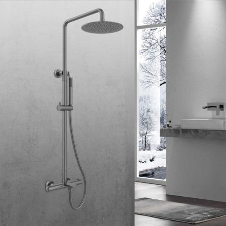 Душевая стойка Vogue VSFS-1V1TGM термостатическая, вороненая сталь, артикул VSFS-1V1TGM