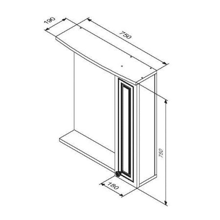 M41MPR0751WG Palace One, зеркало, частично зеркальный шкаф, правый, 75 см, с подсветкой, белый, глян, артикул M41MPR0751WG