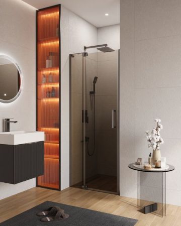 SLIDER-B-1-80/90-GRIGIO-GM Душевая дверь, артикул SLIDER-B-1-80/90-GRIGIO-GM