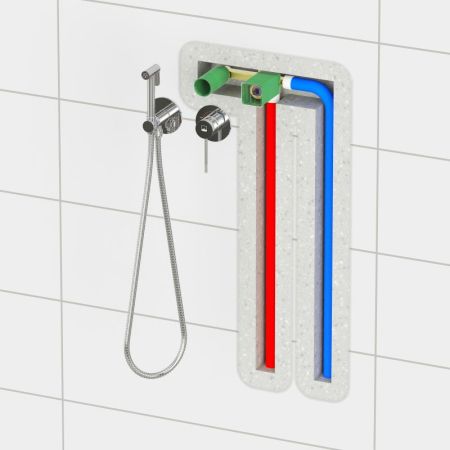 Смеситель встроенный с гигиеническим душем с защитой от ожогов Timo Saona никель (2339/13SM), артикул 2339/13SM