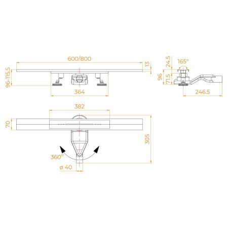 Душевой трап, обрезной, V-образный золото BRUSH RGW SDR-53Gb