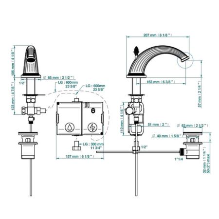 THG MALMAISON METAL Излив для раковины, цвет Хром/золото, артикул U93-G02-170