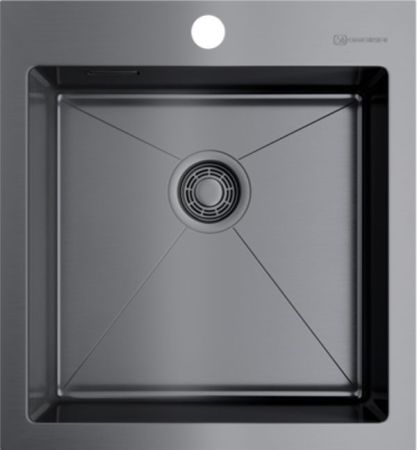 Мойка, OMOIKIRI, Akisame, ширина, мм-460, глубина, мм-510, высота, мм-200, тип установки-встраиваемый, отверстия для смесителя-1, с переливом, сифон и донный клапан с декоративной накладкой в комплекте, материал-нержавеющая сталь, крепления в комплекте, ц, артикул 4973095