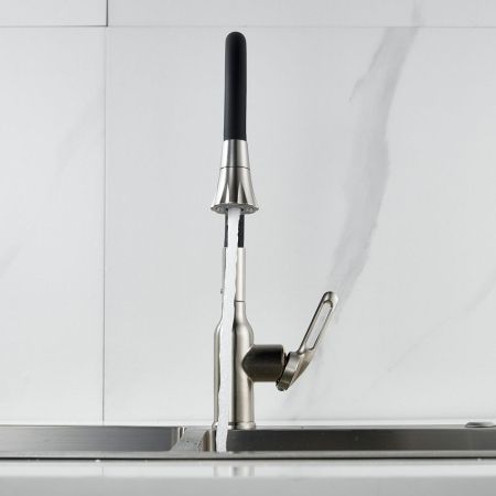 Смеситель для кухни с гибким изливом Raffine F303L-3, сатин