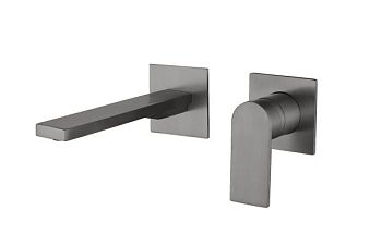 AQG Alpha Two, встраиваемый в стену однорычажный смеситель для раковины, цвет оружейная сталь (PVD)