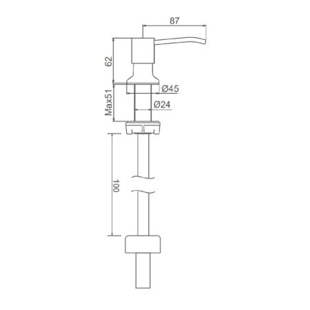 Встраиваемый диспенсер для жидкого мыла с удлинительной трубкой (100см) Splenka S710.02.06, черный
