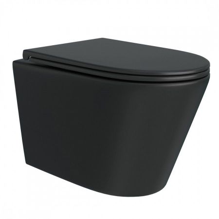 Унитаз подвесной Maretti Florenza безободковый с микролифтом, FL10PBM97-560, черный, артикул FL10PBM97-560