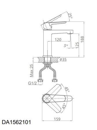Смеситель для раковины D&K Bayern.München хром (DA1562101 ), артикул DA1562101