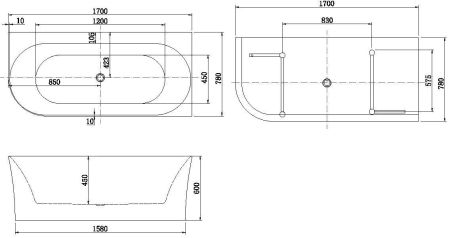 Акриловая ванна Allen Brau Priority 4 В 170x78 2.31004.21B, артикул 2.31004.21B