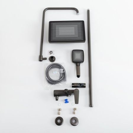 LINER-CVD-GM Душевая стойка со смесителем и изливом, исполнение оружейная сталь, артикул LINER-CVD-GM