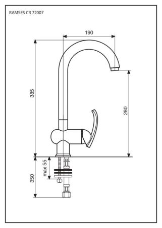 Emmevi Ramses, кухонный смеситель с поворотным изливом, цвет хром, артикул 72007CR