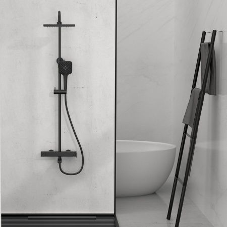 душевые стойки Vincea Душевая стойка Cube VSFS-1C1MB с изливом, черный,