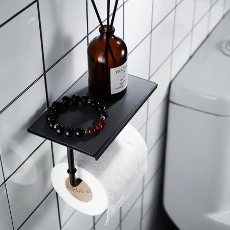 Держатель для туалетной бумаги с полочкой Shevanik SZ15H, черный
