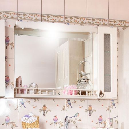 Зеркало со шкафчиком и балюстрадой Бриклаер КАНТРИ 105SB, бежевый дуб прованс, артикул КАНТРИ 105SB