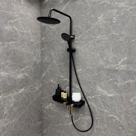 Душевая система Fixsen LINE FX-9200B, черная+золото, артикул FX-9200B