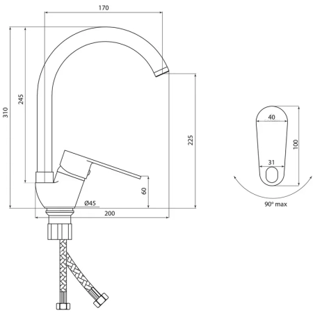 Смеситель для кухни Славен СЛ-ОД-Л22, хром