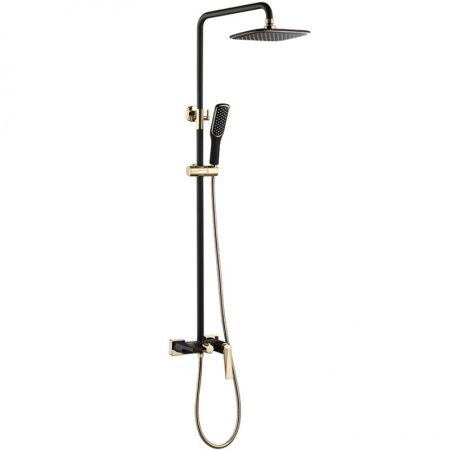 Стойка для душа со смесителем VENTURO черный + золото, артикул 388-B