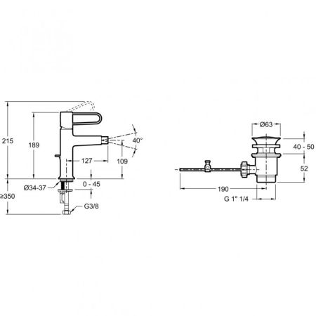 Смеситель для биде  JACOB DELAFON ODEON RIVE GAUCHE E21033-00-CP (хром/белый, L-12,7 H-10,9) ССП, шт