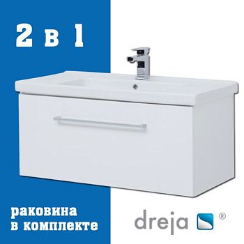 Тумба с раковиной подвесная Dreja Big Inn 80 см, белый