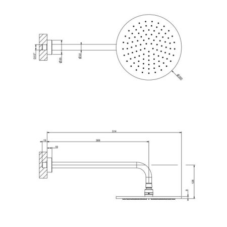 GESSI Origini Верхний душ с кронштейном, настенный ,защитой от известкового налета, цвет: хром, артикул 66148#031