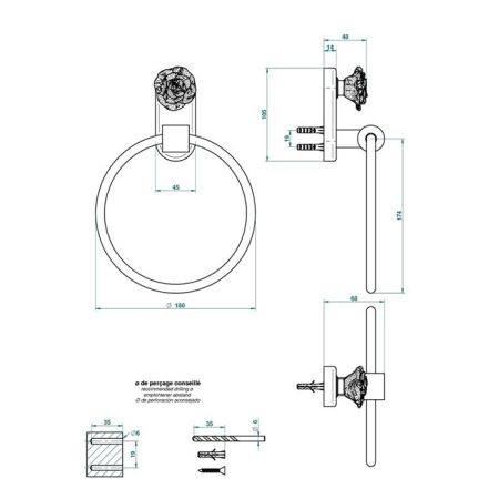 THG ROSE Полотенцедержатель-кольцо, цвет полированное золото, артикул U5J-F01-504N