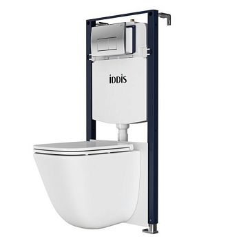 Комплект 3в1: подвесной унитаз, инсталляция и клавиша смыва хром IDDIS Basic (BASTQ01i73)